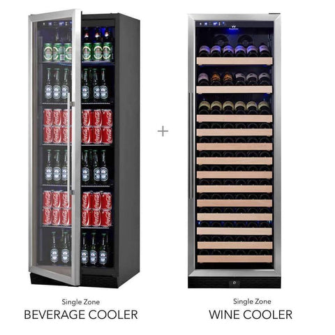 72" Large Wine And Beverage Cooler Drinks Combo With Clear Door