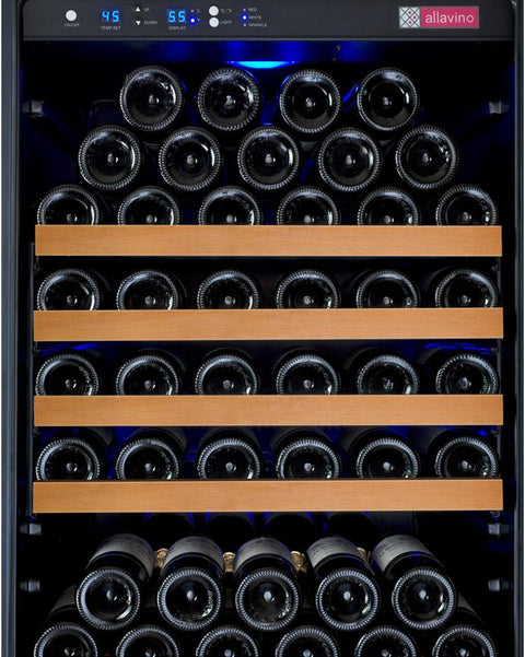 Allavino 47" Wide FlexCount II Tru-Vino 344 Bottle Four Zone Black Side-by-Side Wine Refrigerator 2X-VSWR172-2B20