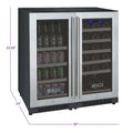 Allavino 30" Wide FlexCount II Tru-Vino 30 Bottle/88 Can Dual Zone Stainless Steel Side-by-Side Wine Refrigerator/Beverage Center 3Z-VSWB15-2S20