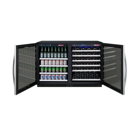 Allavino 47" Wide FlexCount II Series 56 Bottle/154 Can Dual Zone Stainless Steel Side-by-Side Wine Refrigerator/Beverage Center 3Z-VSWB24-2S20