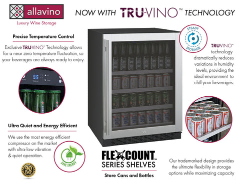 Allavino 24" Wide FlexCount II Tru-Vino Stainless Steel Right Hinge Beverage Center VSBC24-SR20