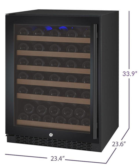 Allavino 24" Wide FlexCount II Tru-Vino 56 Bottle Single Zone Black Left Hinge Wine Refrigerator VSWR56-1BL20