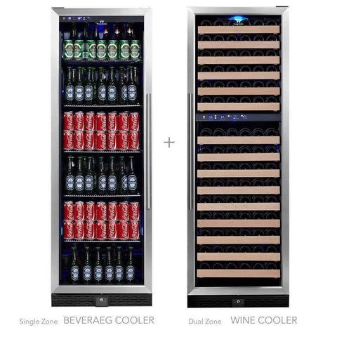72" Tall Beer And Wine Refrigerator Combo With Glass Door