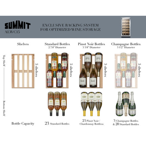 Summit 15" Wide Built-In Wine Cellar, ADA Compliant ALWC15CSS
