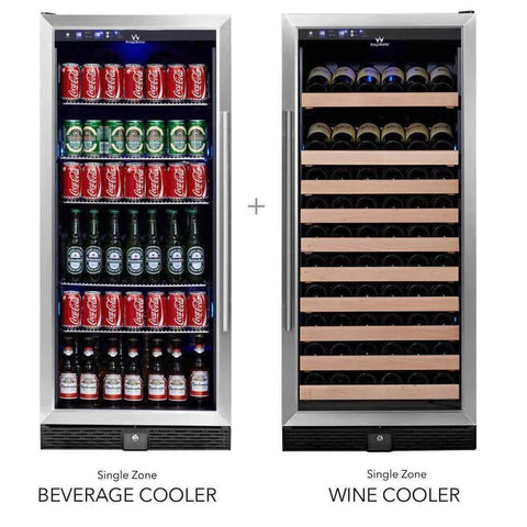 56" Upright Wine And Beverage Refrigerator Combo With Glass Door