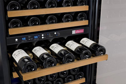 Allavino 24" Wide FlexCount II Tru-Vino 56 Bottle Dual Zone Black Left Hinge Wine Refrigerator VSWR56-2BL20